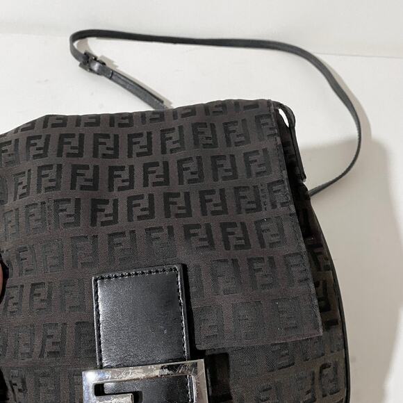Fendi FF Logo Small Zucca Zucchino Monogram Canvas Crossbody Bag Purse - Picture 7 of 13